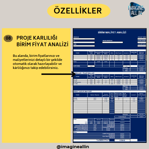 FİYAT - MALİYET ANALİZİ - EXCEL FORMAT